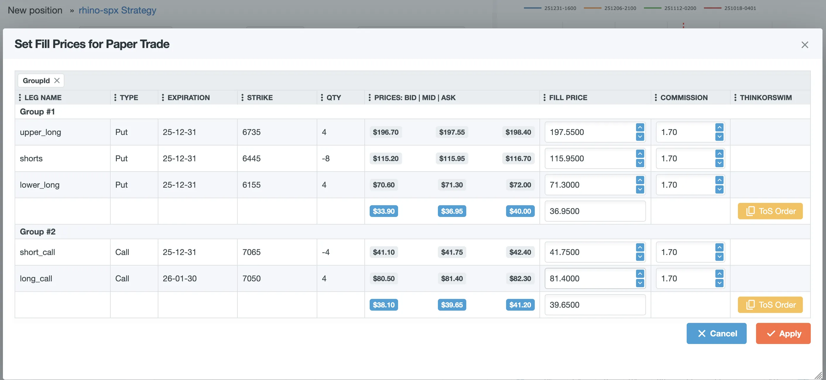 Paper Trading with Leg Groups