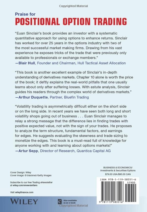 Euan Sinclair Positional Option Trading - Back Cover